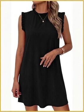 Annalee + Hope Black Ruffle Neck Sleeveless Shift Dress 1X NWOT USA Made